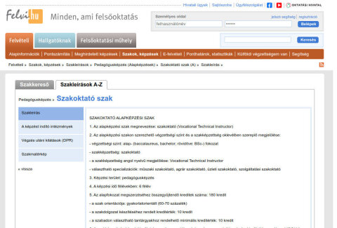 Szakoktató BSc szakleírás