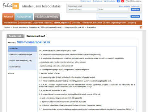 Villamosmérnöki MSc szakleírás