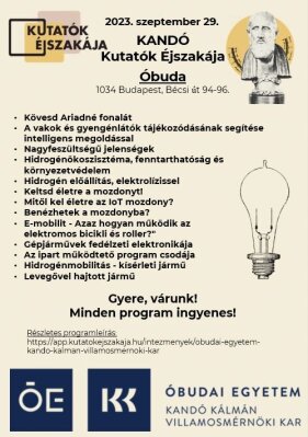 Kutatók Éjszakája - Óbudai programok