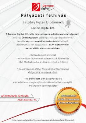 Zalotay Péter Diplomadíj 2020